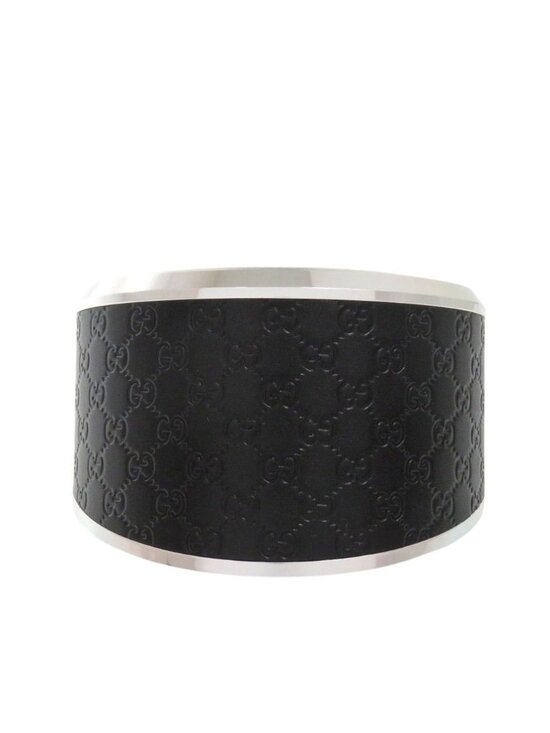 Gucci Table Clock 210 Black SS Leather Dial Quartz main image 5
